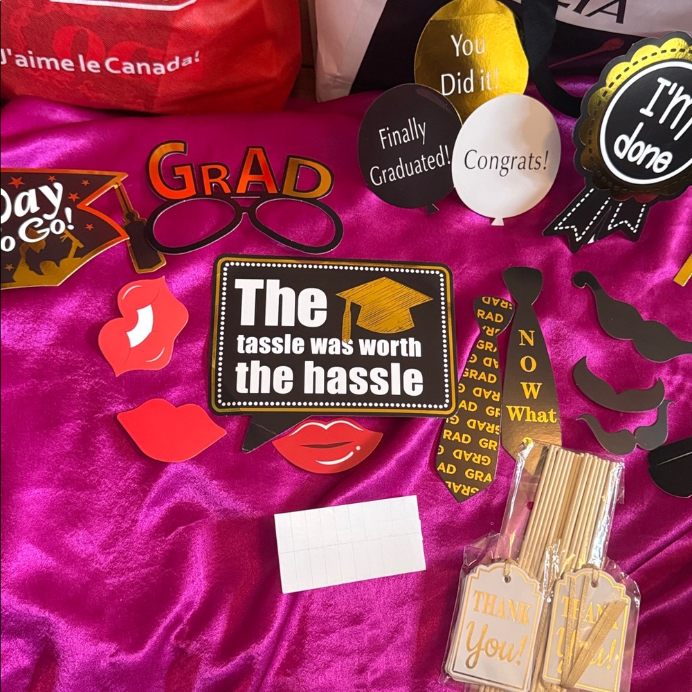 Graduation Photo Booth Props Set - Black & Gold - Picture 2 of 6